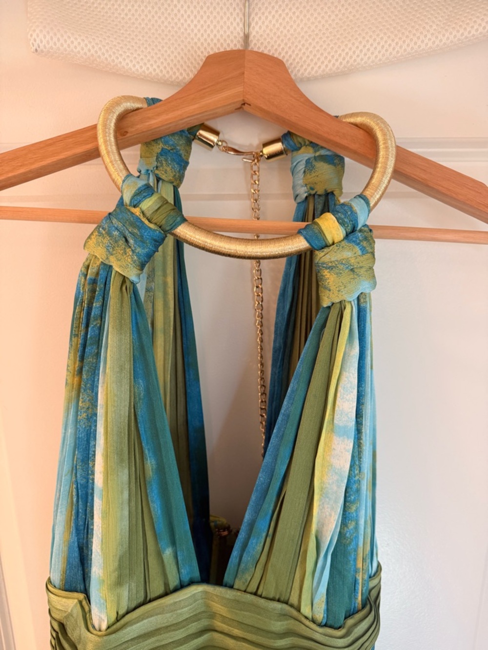 Bronx and Banco Palma Coastal Gown Teal & Lime Halter High-Low Ruffle Maxi Dress - Picture 10 of 17